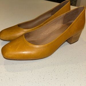 Madewell Mustard Block Heel Pumps